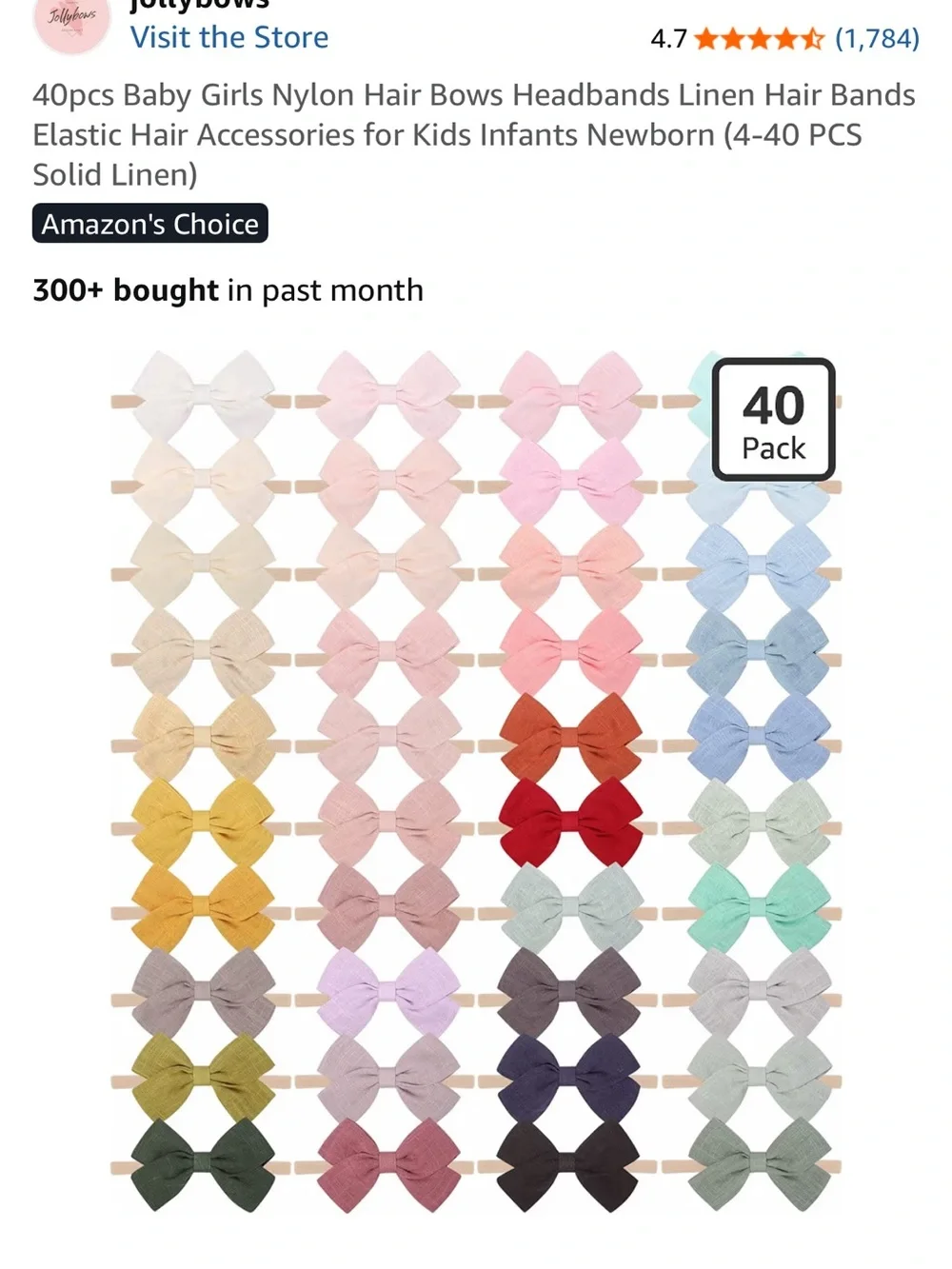 Assorted Baby Bow Headbands - Pastel, Bright & Neutral Colors (40 bows)
